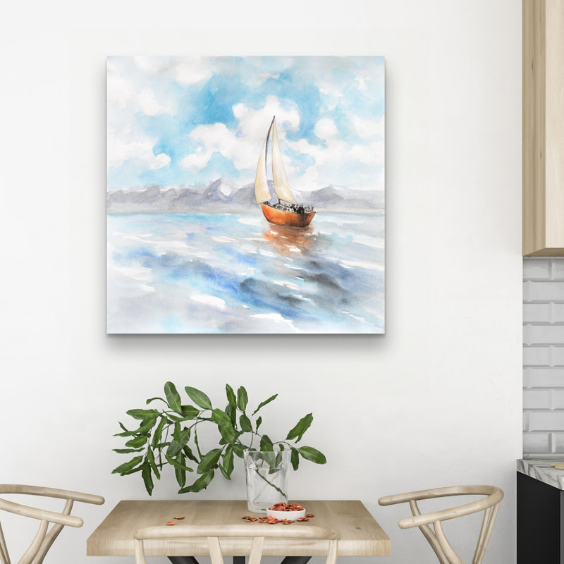 Sailboat landscape - 32"x32" art on canvas