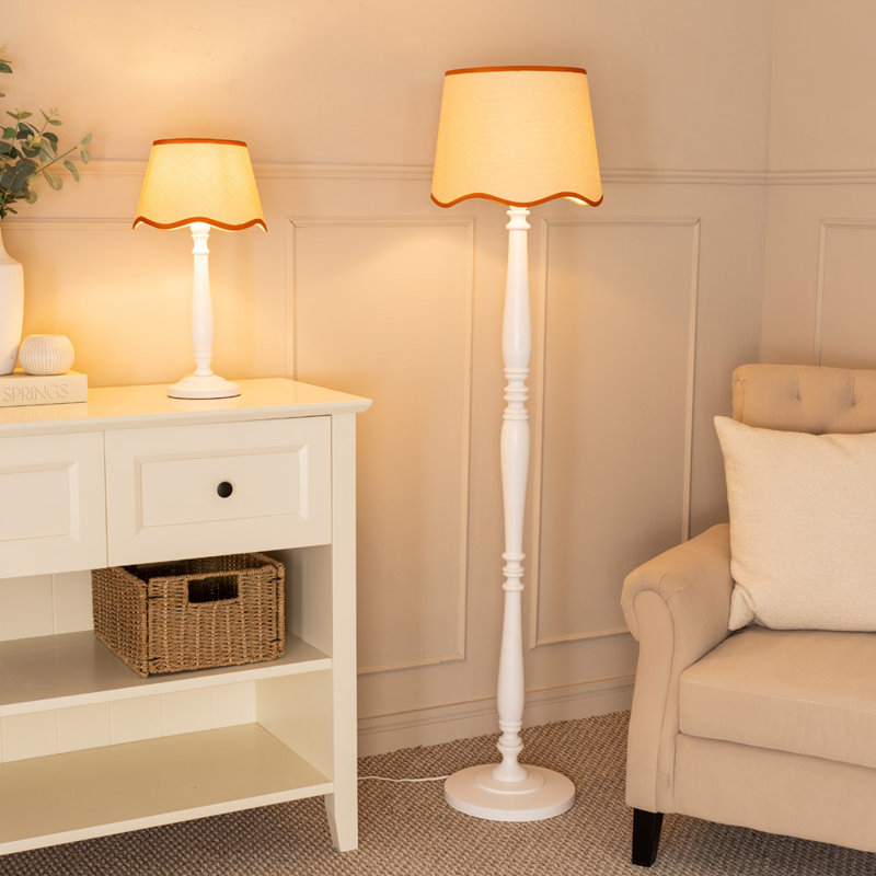 Brechin 152cm Traditional Floor Lamp, White, Natural/Red, No