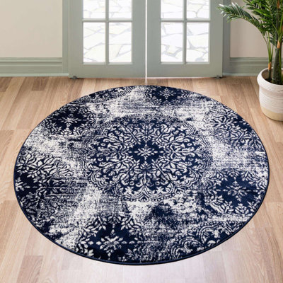 Tapis rond rond Oneita Ikat Sapphire