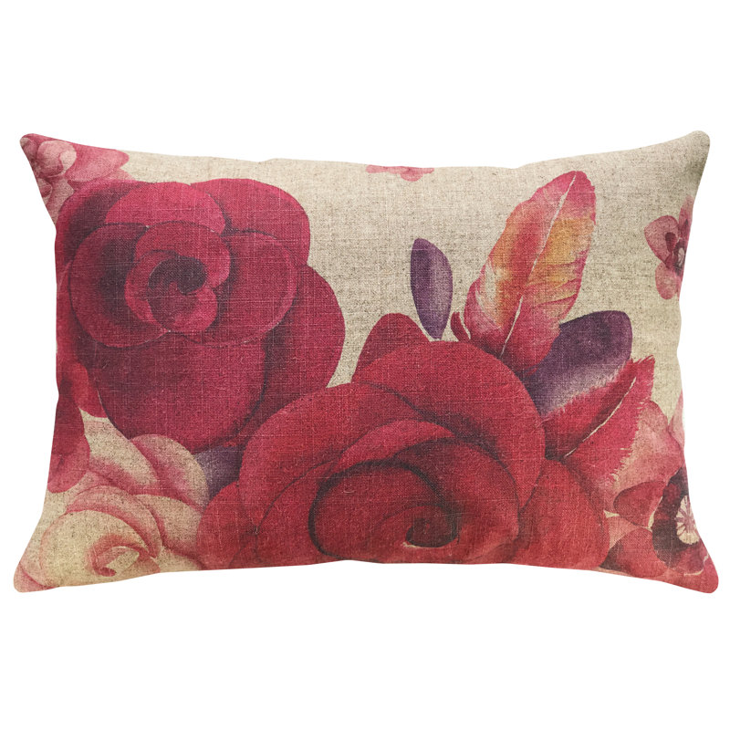 Floral Linen Throw Pillow