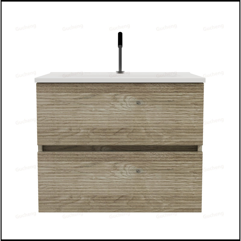 Meuble-lavabo mural 24 po avec lavabo en céramique intégré, Chêne, 24"