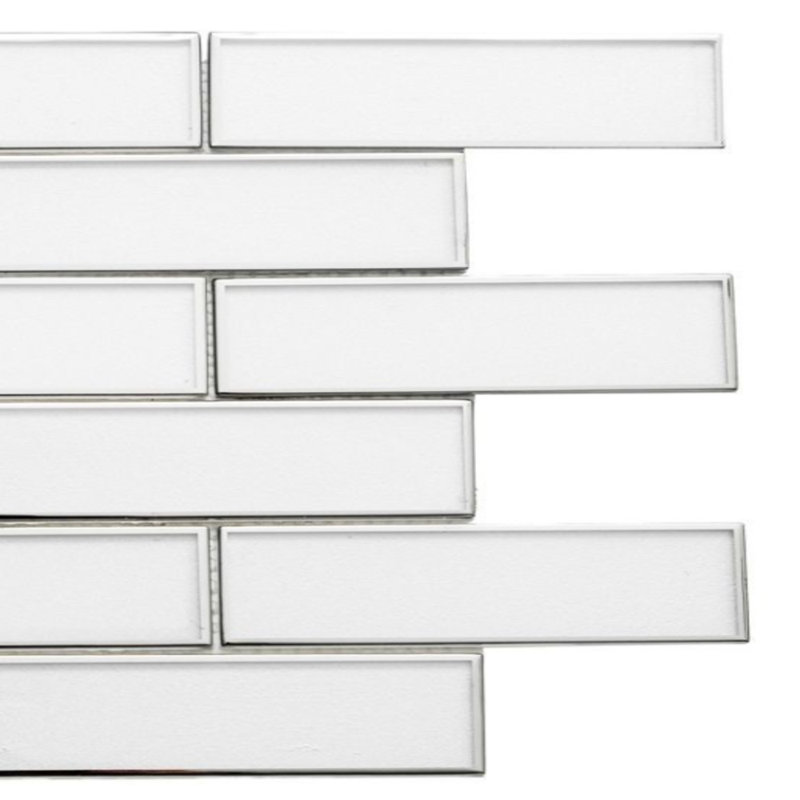 Athena 2" x 6" Glass Mosaic Wall Tile, Silver