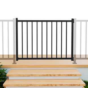 3'H Adjustable Width Wrought Iron Steel Gate – Rust-Resistant Metal Fence Gate For Outdoor Fencing, Porch, Patio, And Deck – Adjustable Security Gate Kit With Metal Railing