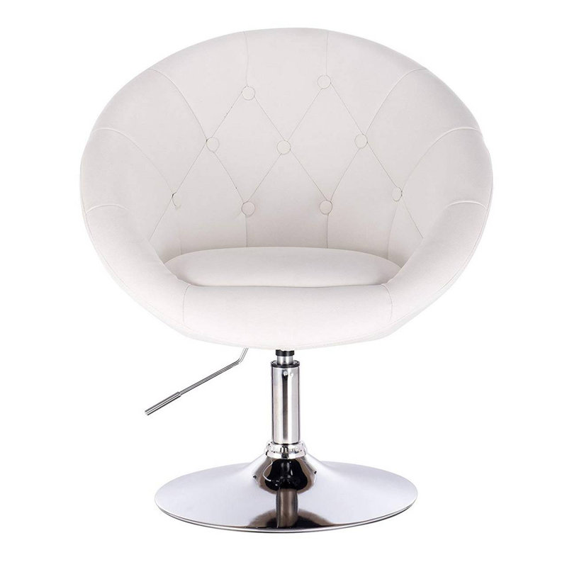 Mckellar Swivel Upholstered Counter Stool with Metal Frame, White