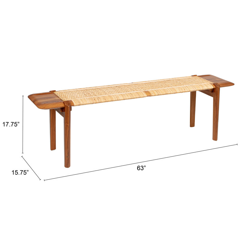 Banc long en teck et rotin