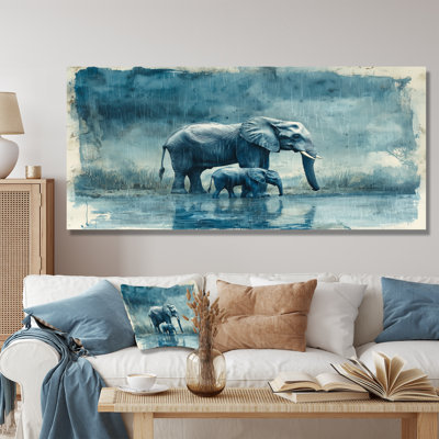 Guffey Elephant And Her Calf In The Rain - elephant Wall Art