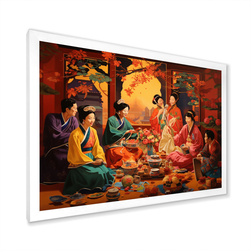 Asian Art Festive Celebration - impression, H 12 po x l 20 po x P 1 po, Cadre photo blanc