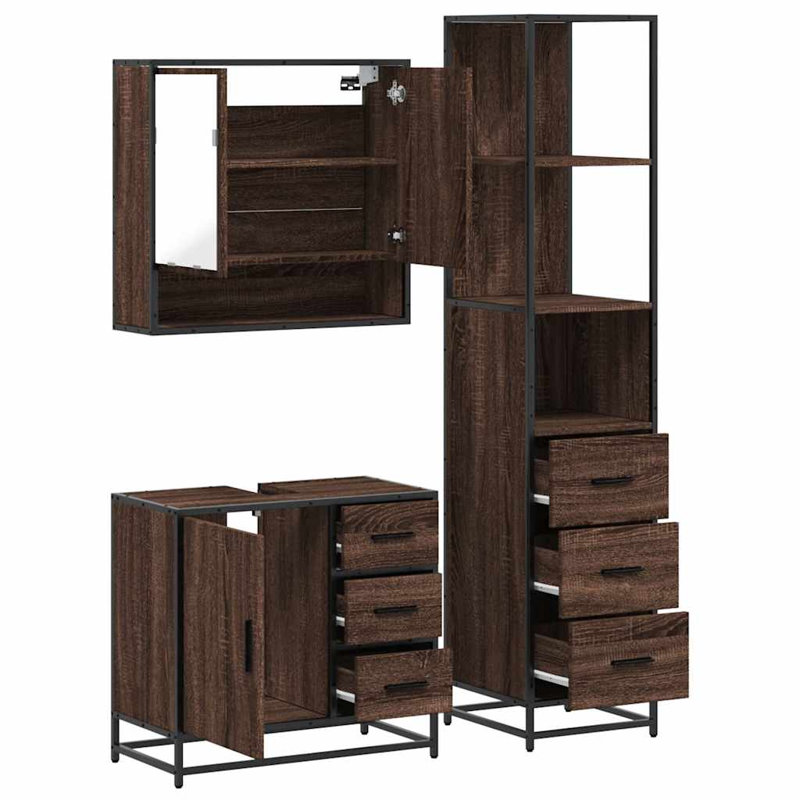 Bathroom Furniture Suite, Brown Oak