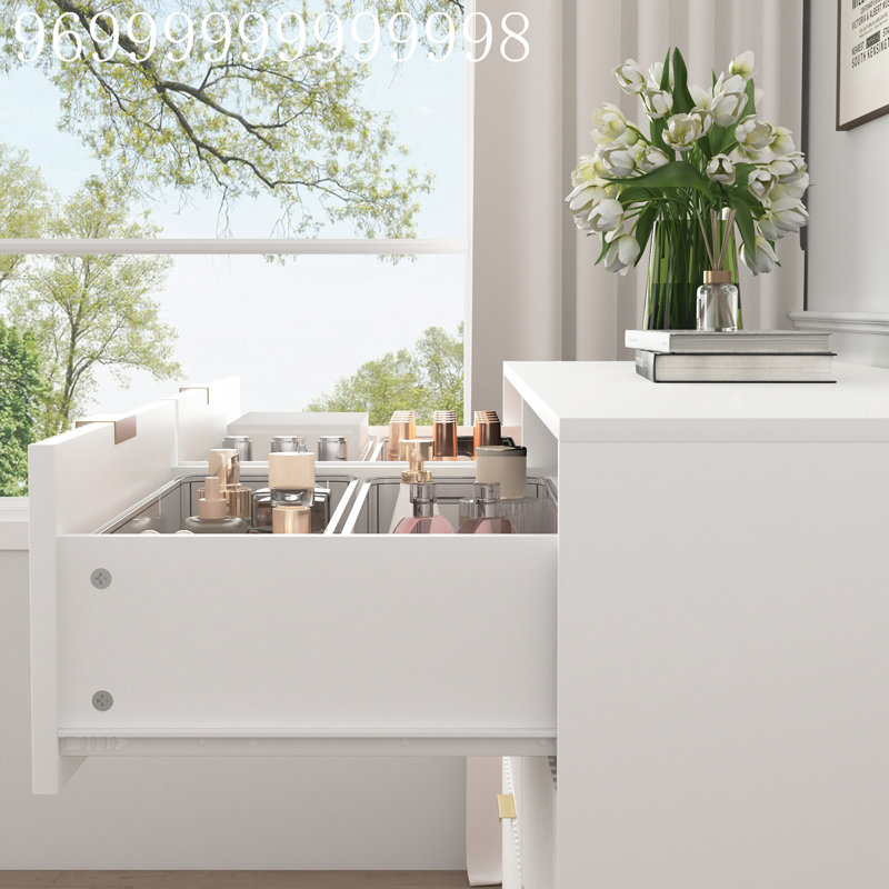 Commode moderne à 6 tiroirs, commode pour chambre à coucher, salon, couloir et vestibule - grande armoire de rangement, panneau de tiroir blanc à motifs ondulés