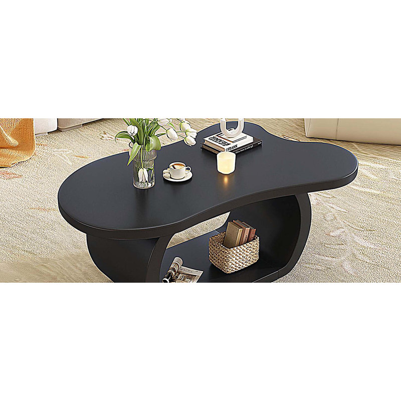 Table basse Modern Cloud avec pieds courbés, table d'appoint au design unique, Noir