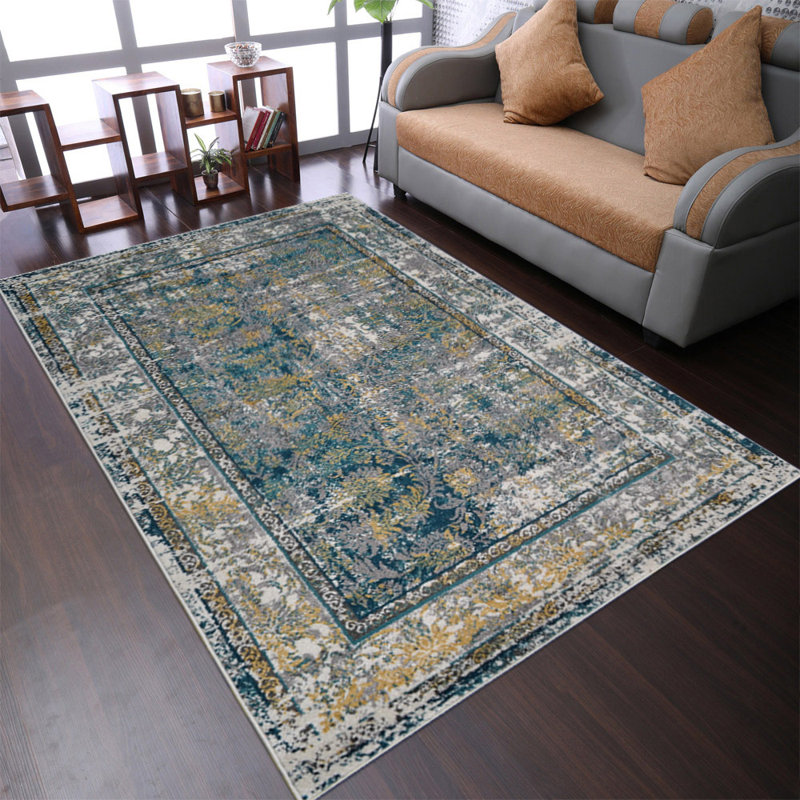 Bicknell Machine Made Heatset Polypropylene Area Rugs - Runner, Silver Color, Oriental Design, Low Pile Machine Made Area Rugs for Living Room, Bed Room