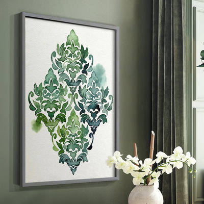 «Algae and Azule Motif II», reproduction encadrée - bois massif