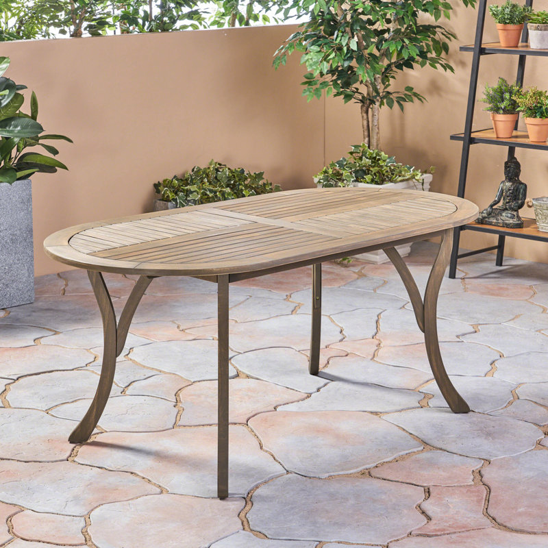 Table de 178 cm en bois pour les repas sur la terrasse - Superbe plateau gris au charme moderne