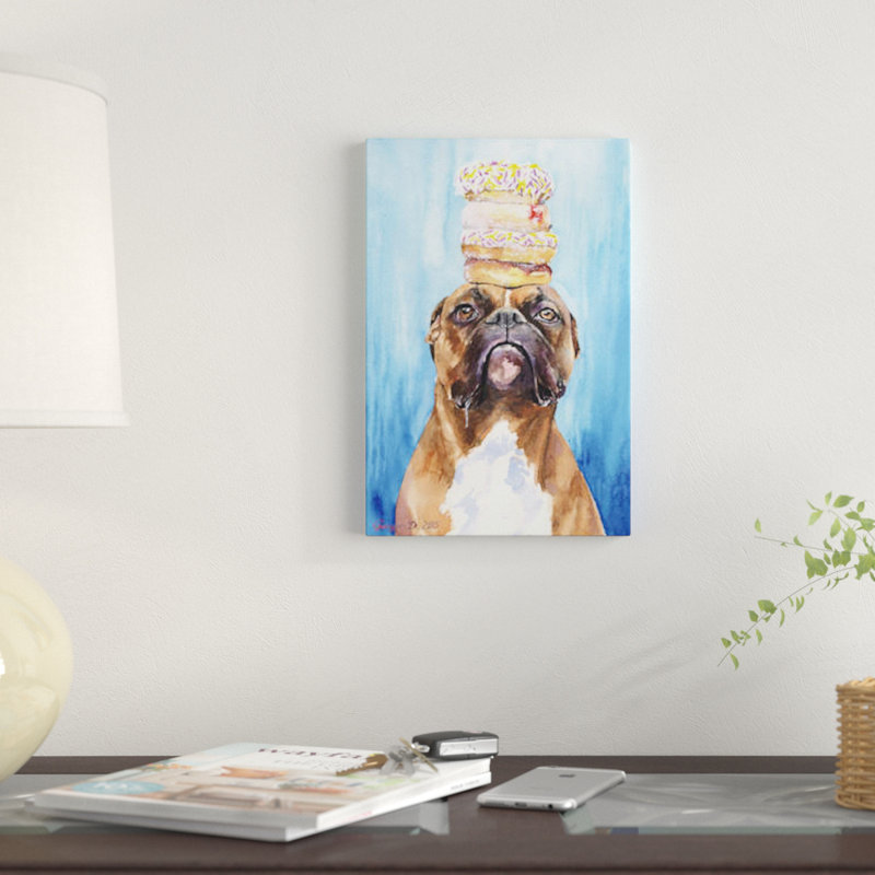 Boxer and Donuts, reproduction sur toile, H 26 po x l 18 po x P 1,5 po, Toile tendue, Pas de tapis