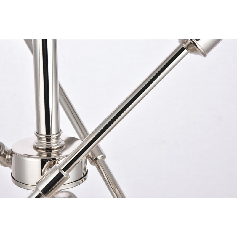 Whelchel Sputnik Modern Linear Chandelier, Polished Nickel, 6 Lights, 19.6" H x 17.1" W x 17.1" D