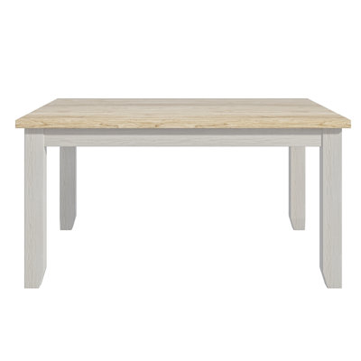 Table de salle à manger Modern Farmhouse avec tiroir de rangement, table de cuisine en bois d'hévéa massif, table de salle à manger en bois deux tons avec tiroir divisé, table de salle à manger rectangulaire pour la cuisine et la salle à manger