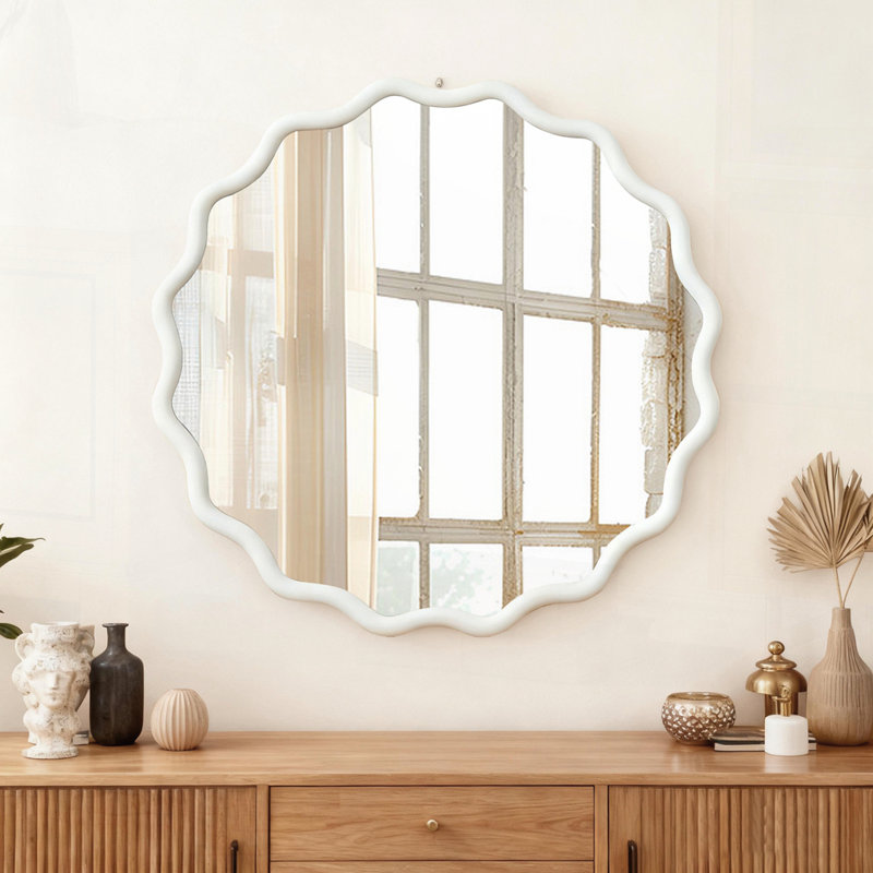 Miroir Wavy, Blanc, 30 po x 1,18 po