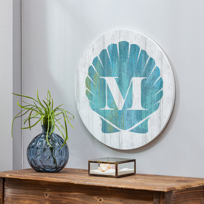 Monogramme de coquille décorative de porte côtière 18 po M