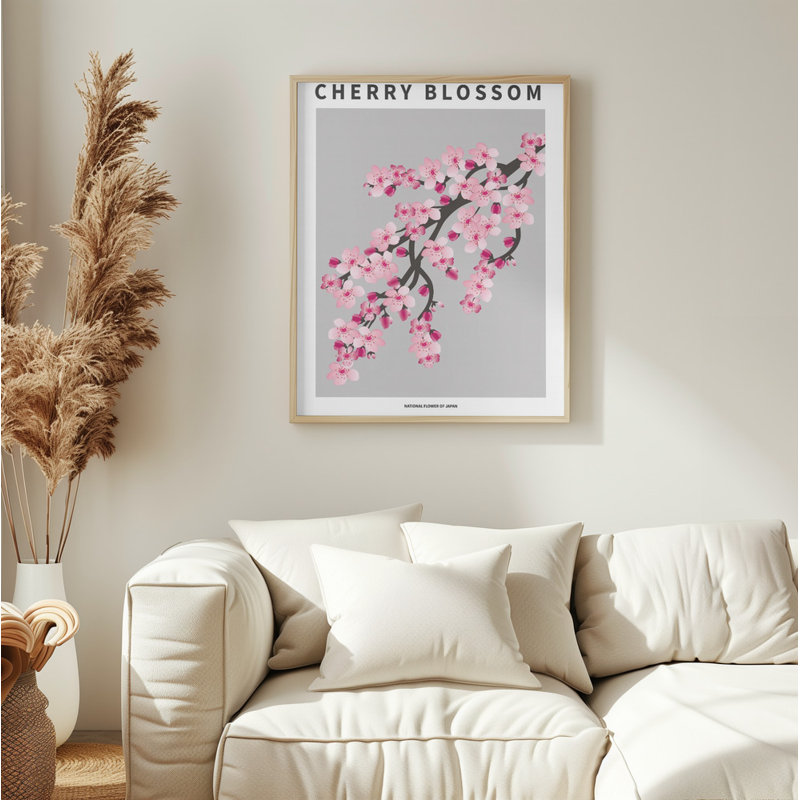 «Cherry blossom», art mural texturé encadré, Blanc, H 24 po x l 18 po