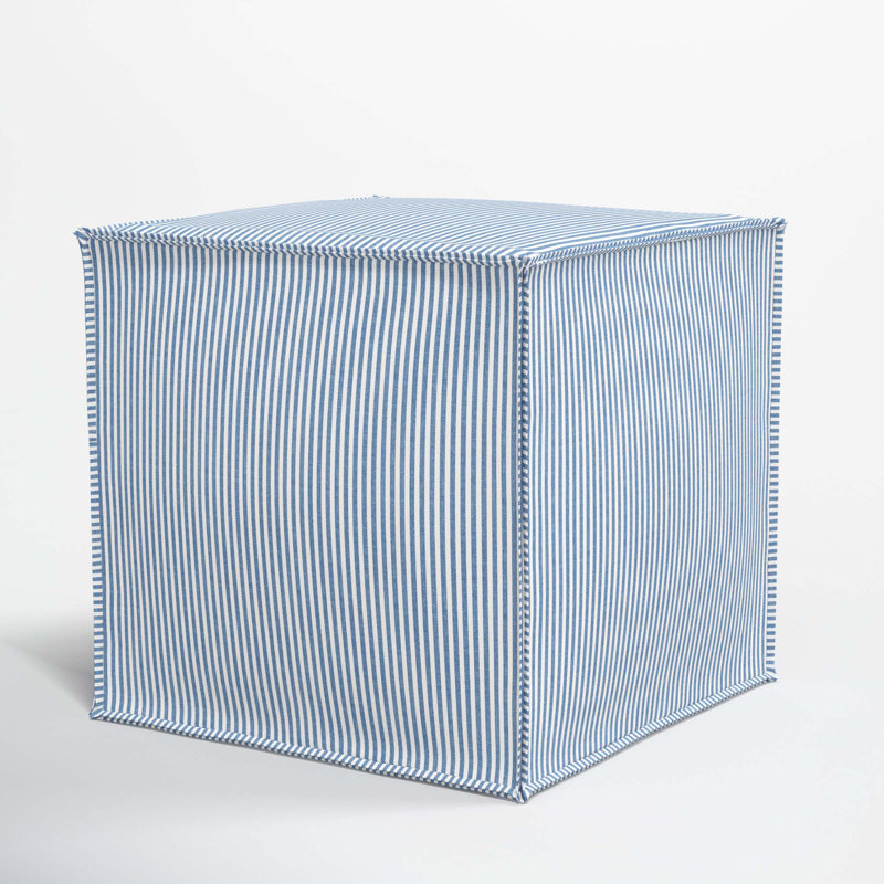 Upholstered Ottoman, Prep Stripe Blue
