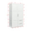 Armoire haute et armoire de cuisine avec 2 portes, 2 tiroirs et 5 espaces de rangement, blanc