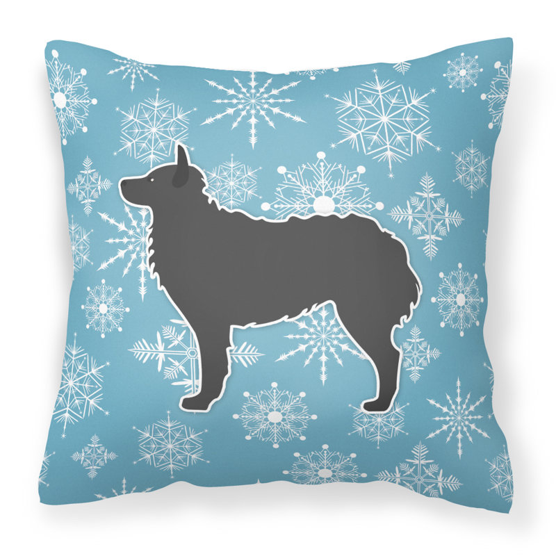Coussin intérieur/extérieur en flocons d’hiver, H 18 po x l 18 po x P 3 po