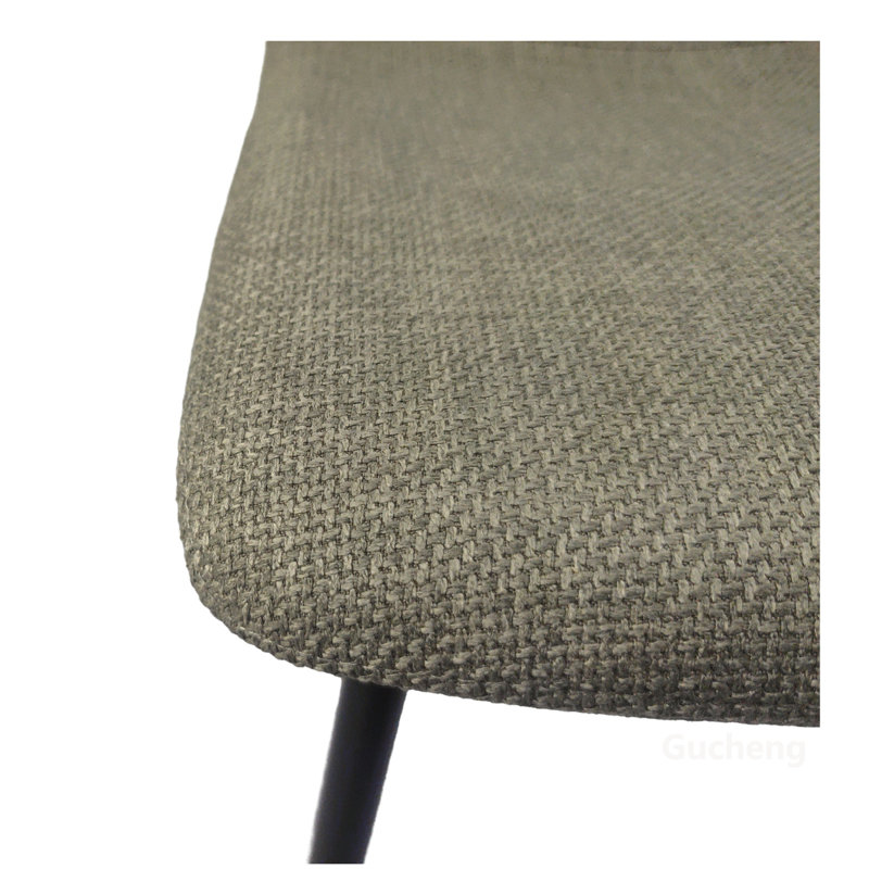 Ensemble de 4 chaises de salle à manger, chaises d'appoint rembourrées de cuisine et de salle à manger modernes avec siège à coussin en lin et pieds en métal robustes