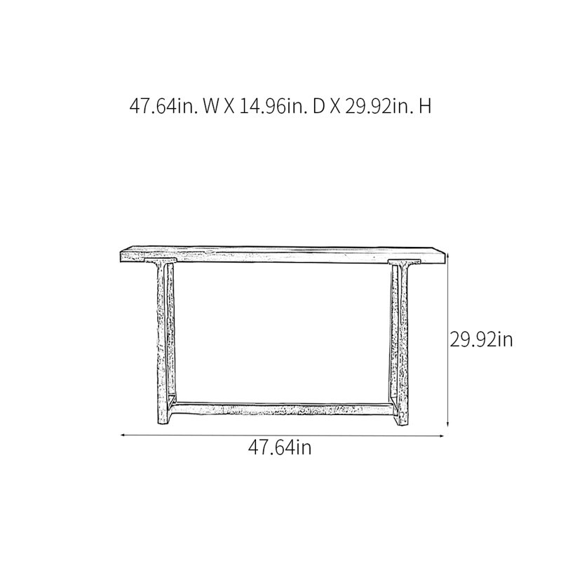 Console moderne minimaliste, Brun, H 29,92 po x l 47,64 po x P 14,96 po, Noir