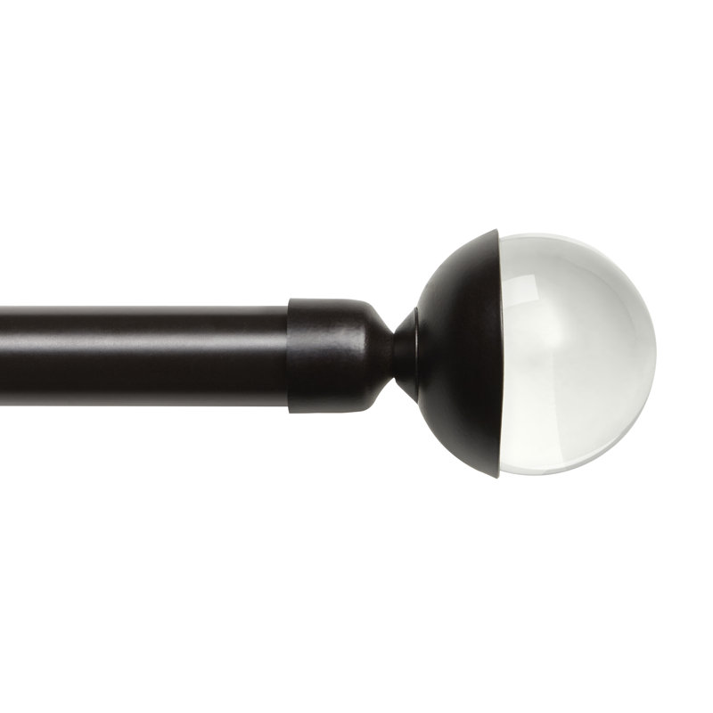 Adjustable Matte Bronze Curtain Rod with Clear Globe Finials