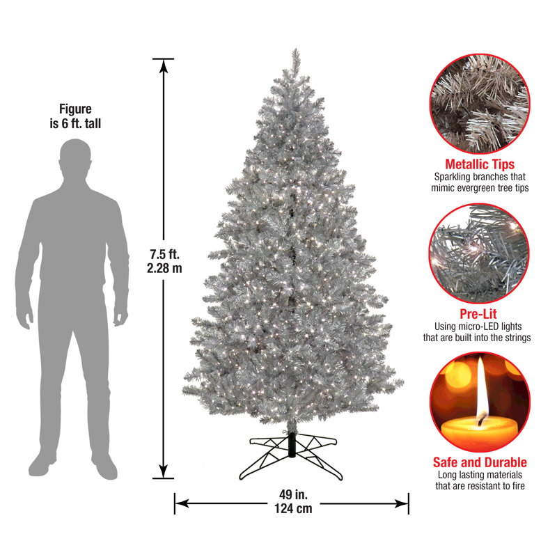 Arbre de Noël argenté 7,5 pi