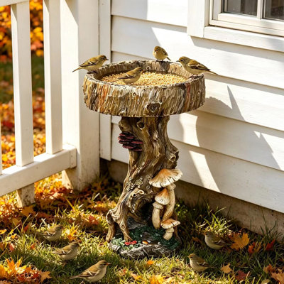 24,8 po de hauteur, piédestal, résine, bain d'oiseaux, tronc d'arbre, décor de jardin