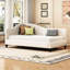 Lit de jour simple moderne beige avec pieds en bois massif et support en L-1063287188