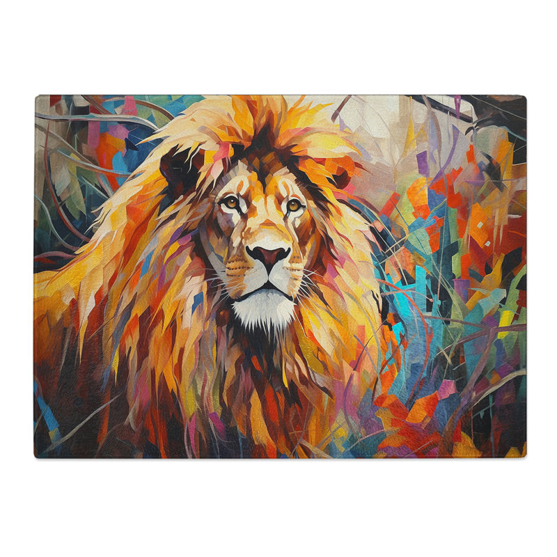 Lion Abstract H0324  Glass Chopping Board