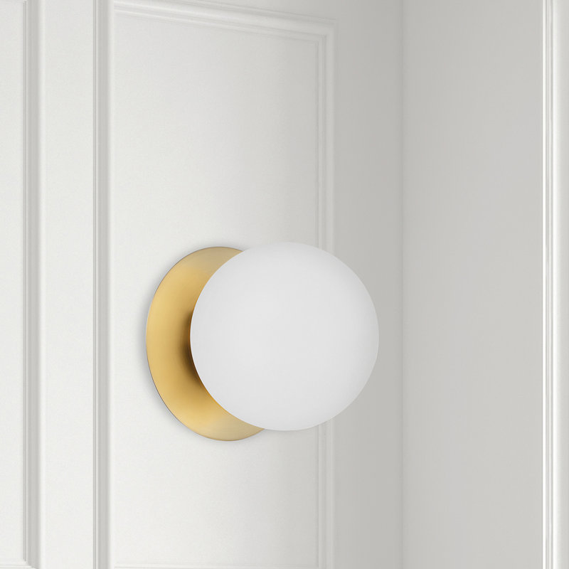 Bronwood Steel Flush Mounted Sconce, Aged Brass, White