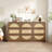Rattan 9-drawer Dresser, Boho Mid-century Modern Wide Chest Of Drawers With Natural Woven Textures & Gold Knobs