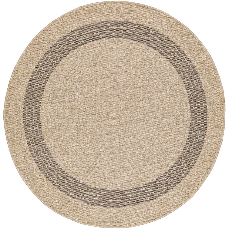 Stockett RoundBoho Jute-Look Beige Brown Area Rug