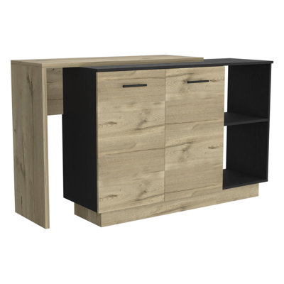 Kitchen Island Ohio, Kitchen, Black / Light Oak