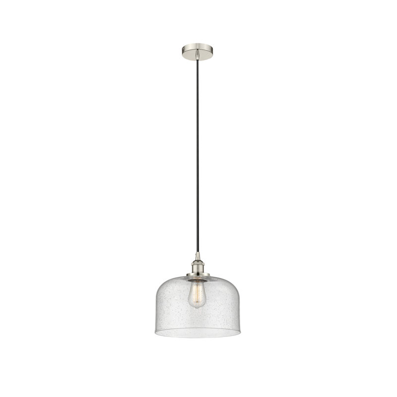 Luminaire suspendu en forme de cloche à 1 lumière Amaelle, Nickel poli