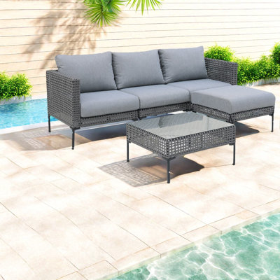 Space Saving Patio Sofas, Metal Wicker Modern Set For Backyard Home