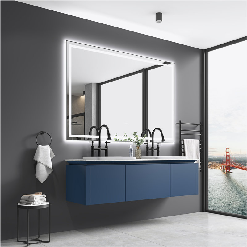 48x 48Inch LED Mirror Bathroom Vanity Mirror with Back Light, Wall Mount Anti-Fog Memory Large Adjustable Vanity Mirror