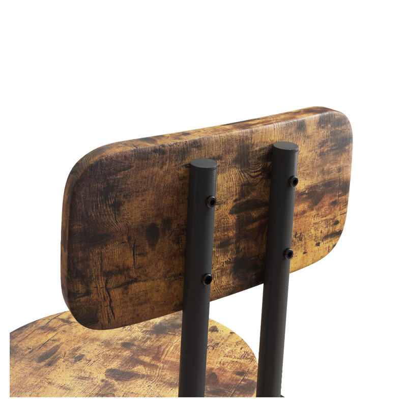 3-Piece Bar Table Set with 2 Stools - Brown MDF Top and Iron Frame