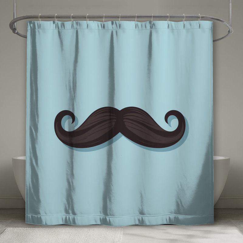 Rideaux de douche bouclés à moustache noire très longs, L 70 po x H 84 po