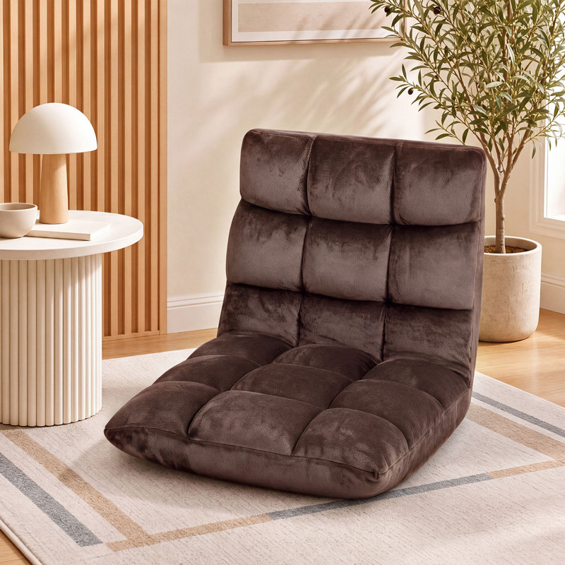 Fauteuil de jeu coussiné pour le sol, H 42 po x l 20 po x P 4 po, Brun