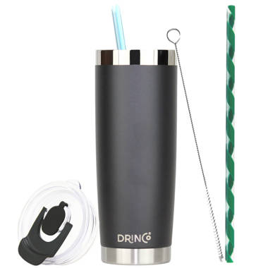 19oz. Black Stainless Steel Tumbler with Straw by Celebrate It