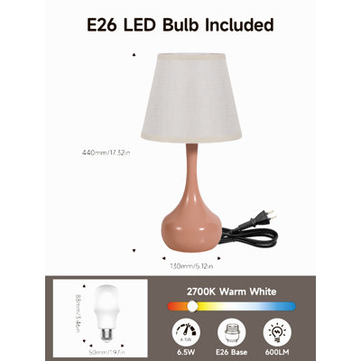 Ensemble de 2 petites lampes de table à trois niveaux avec lampe de chevet rose pour chambre d'enfant / bureau / salon (y compris les ampoules à DEL)