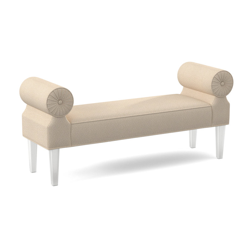 Ava Upholstered Bench, Filigree Ivory 100% Polyester