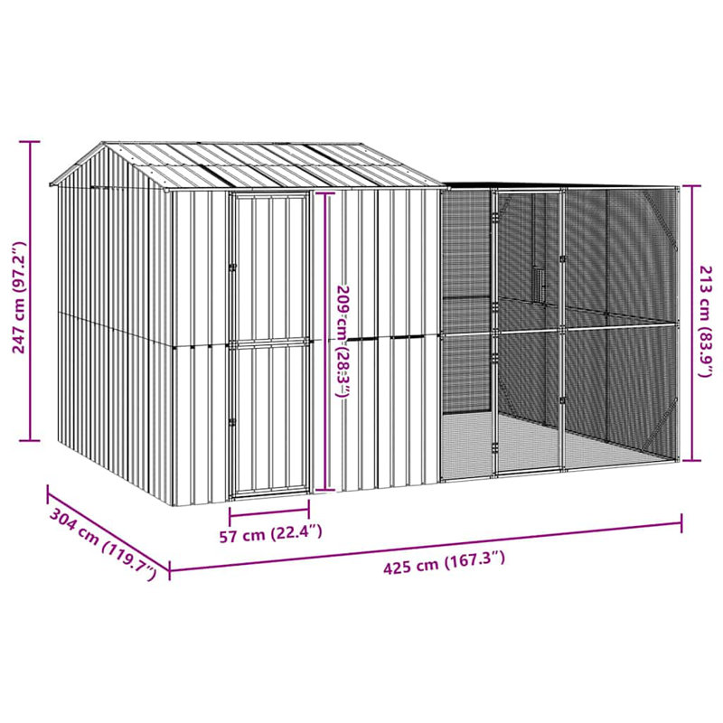 247cm Galvanised Steel Floor Bird Cage