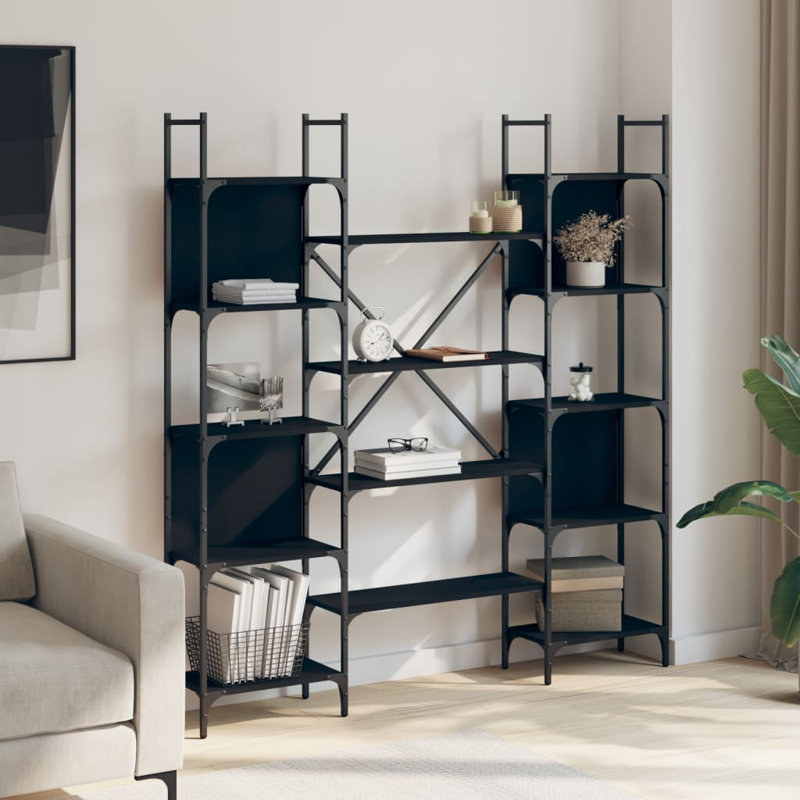 17 Stories Bookshelf 155.5X24x166.5 Cm Engineered Wood, Black