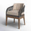Hareton Patio Dining Armchair in Eucalyptus Wood with Gray Rope and Taupe Olefin Cushions
