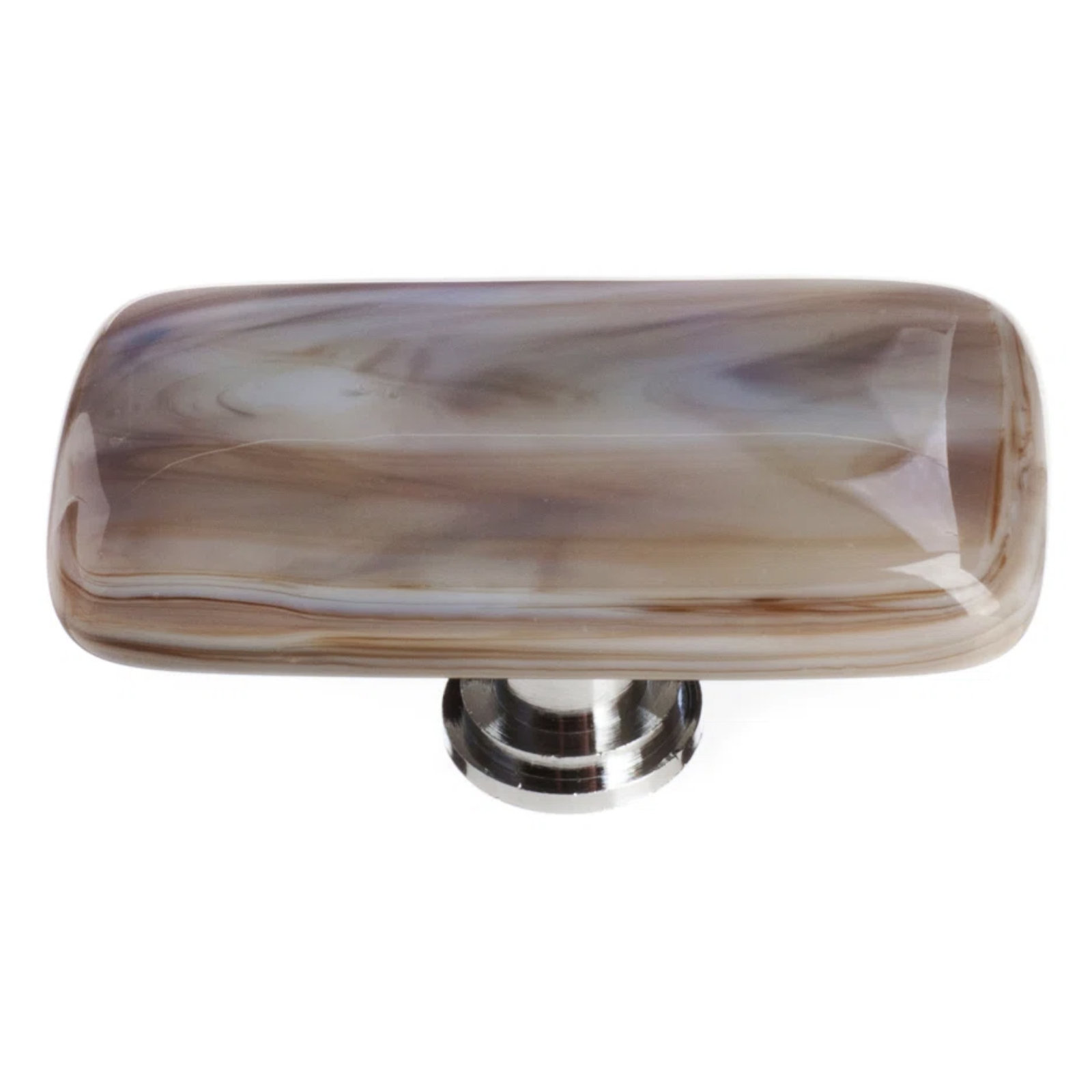 Cirrus Rectangular Knob Knob, White/Brown/Polished Chrome